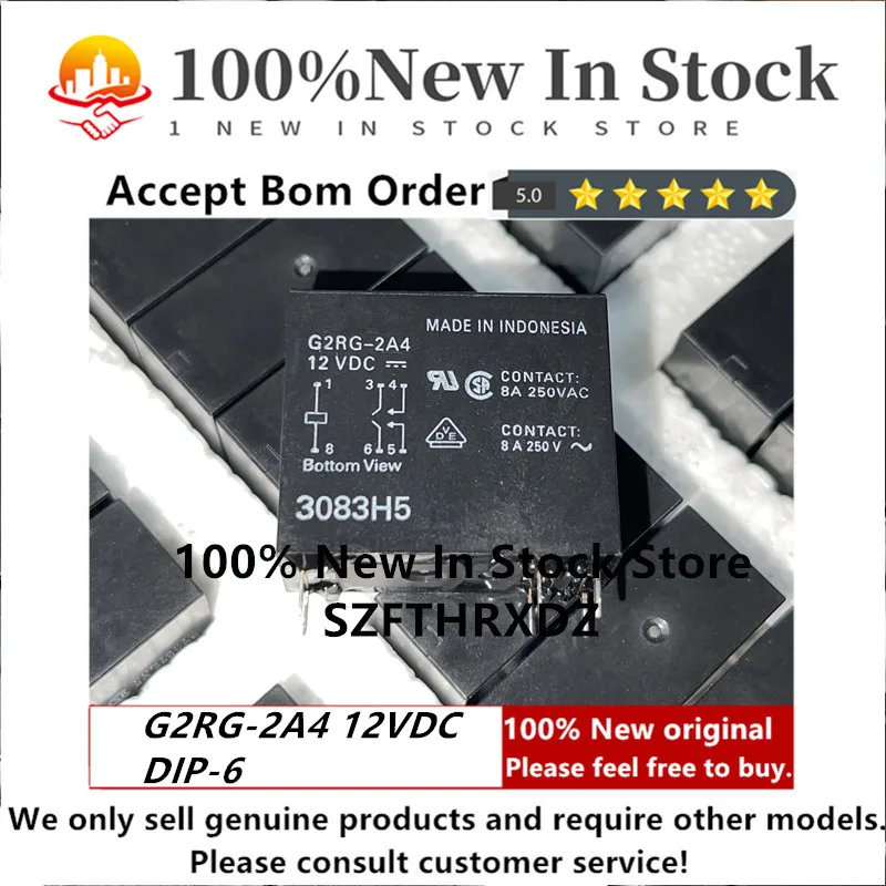 100% NEW ORIGINAL G2RG-2A4 DC12 DC24 DC5 12VDC 24VDC 5VDC Electromechanical Relay DPST-NO 8A 24VDC 720Ohm Through Hole