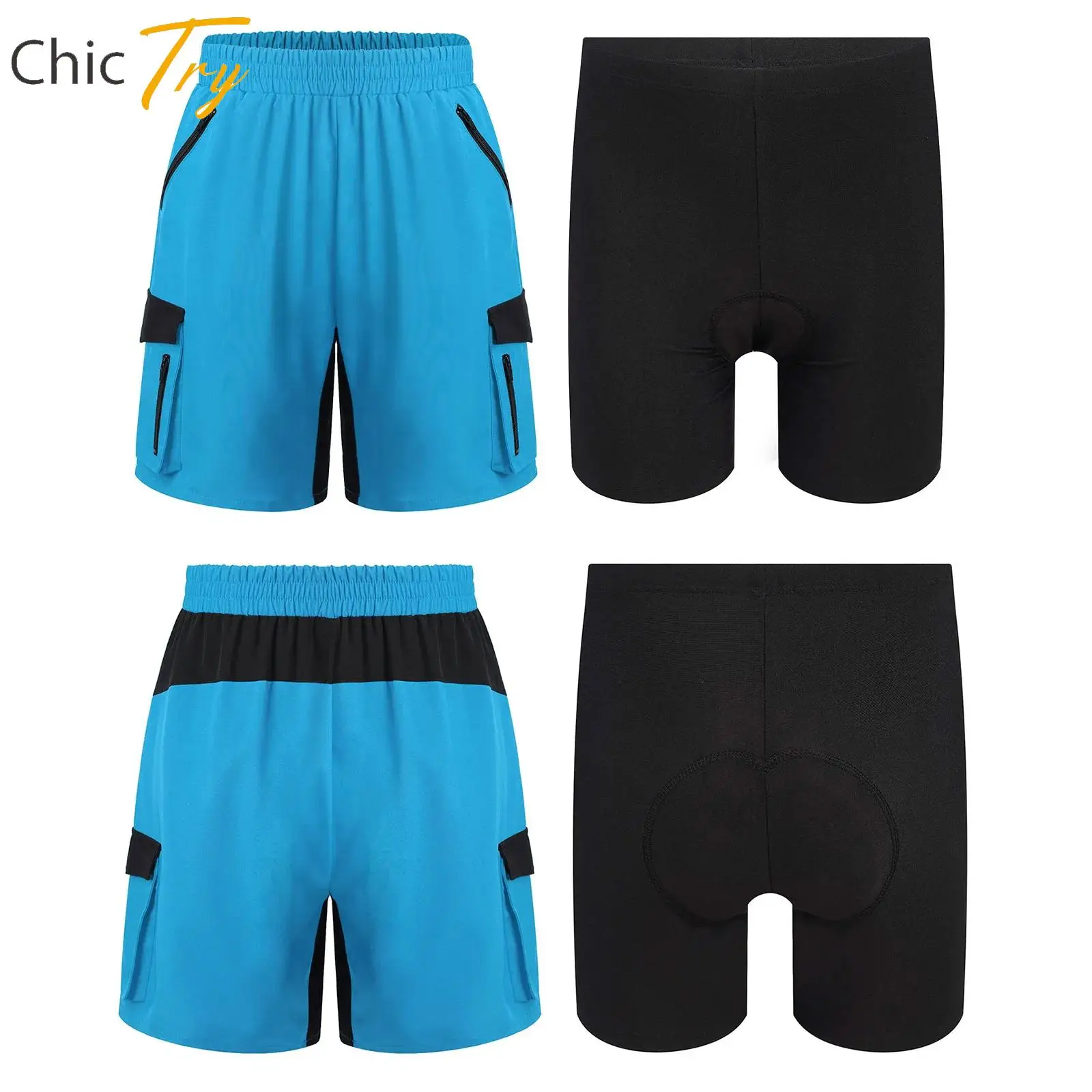 

Boys Stylish Cycling Padded Shorts Zipper Pockets Athletic Sports Shorts with 3D Cushion Shorts for Workout Exercise Climbing