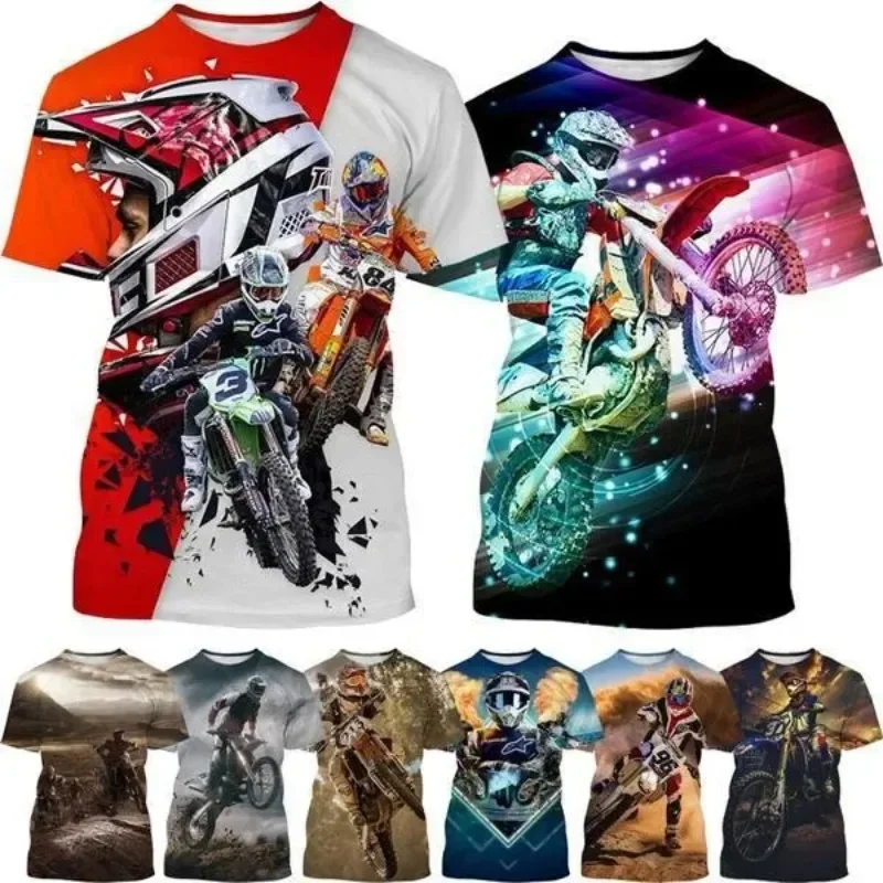 

2024 Summer New Cool Motorcycle 3D Printed Men's T-shirt Comfortable Breathable Short Sleeve Plus Size Loose Casual Fashion Top