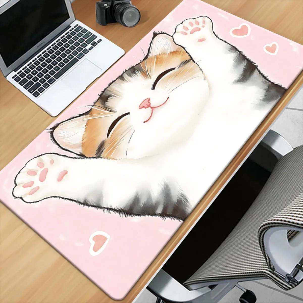 

Милый коврик для мыши с розовым принтом лапы, большой резиновый нескользящий коврик для ПК, настольные аксессуары, коврик для мыши для офиса и геймера, декоративный коврик для клавиатуры