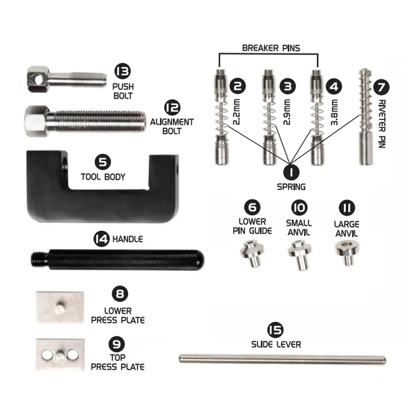 12 Pcs Universal Motorcycle Chain Cutter Breaker Riveting Tool Set with Storage Box for ATV Dirt Bike