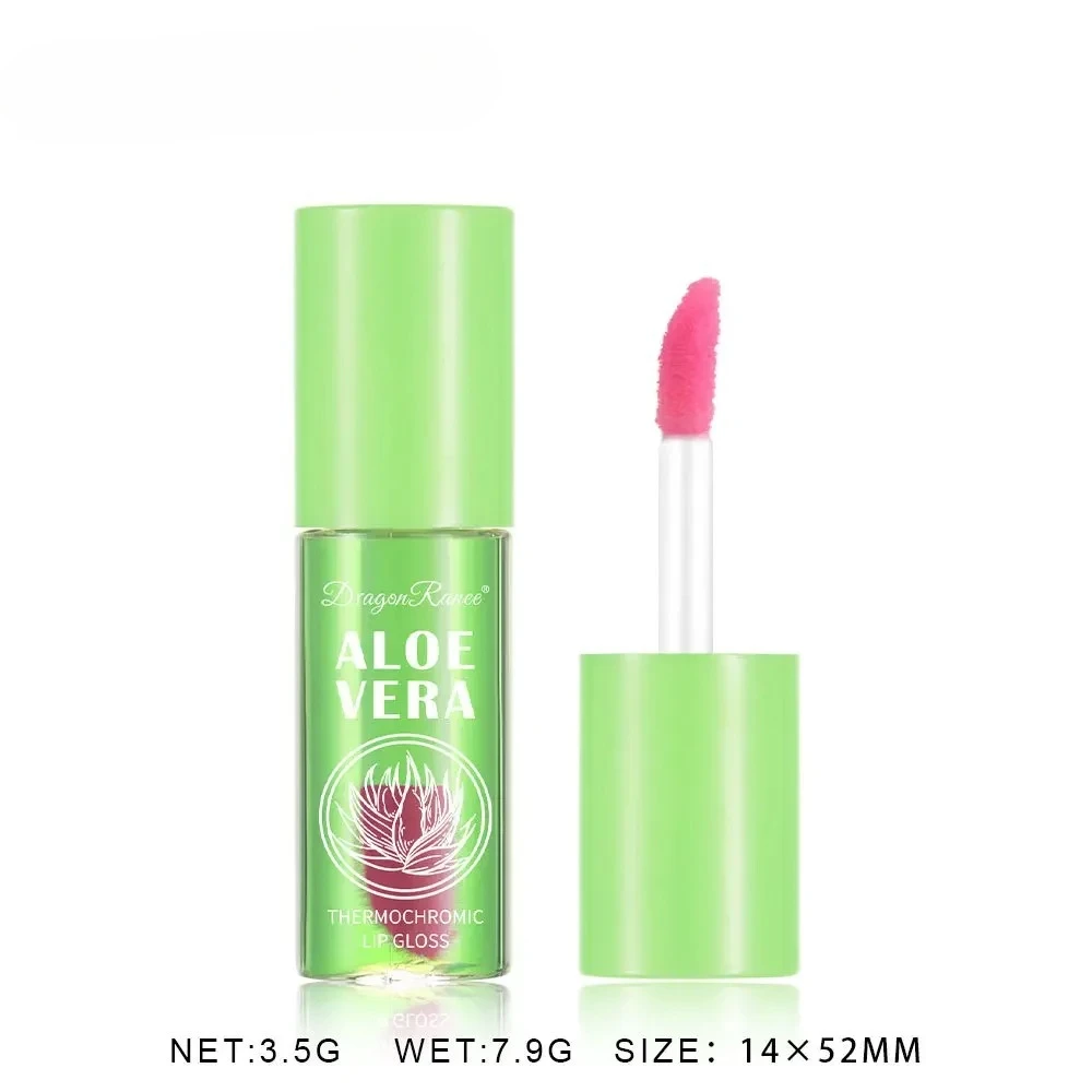 Olejek do ust zmieniający kolor z aloesem, nawilżający, naturalny błyszczyk z aloesem, wiśniowy róż, balsam do ust zmieniający kolor pod wpływem temperatury, odżywcza pielęgnacja ust.