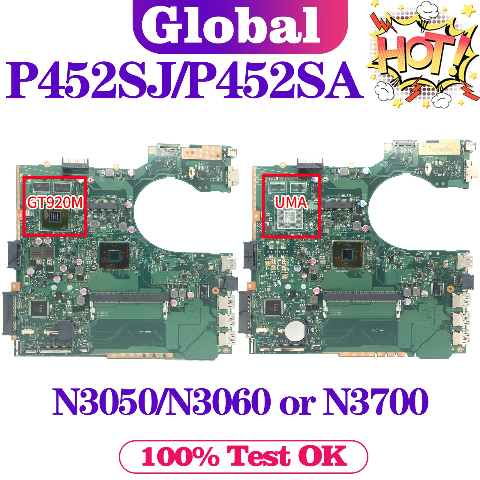 P452SJ Mainboard For ASUS PRO P2420SJ PX452SA PX452SJ PE452SA PRO452SA PE452SJ PRO452SJ P452SA Laptop Motherboard N3050 N3700