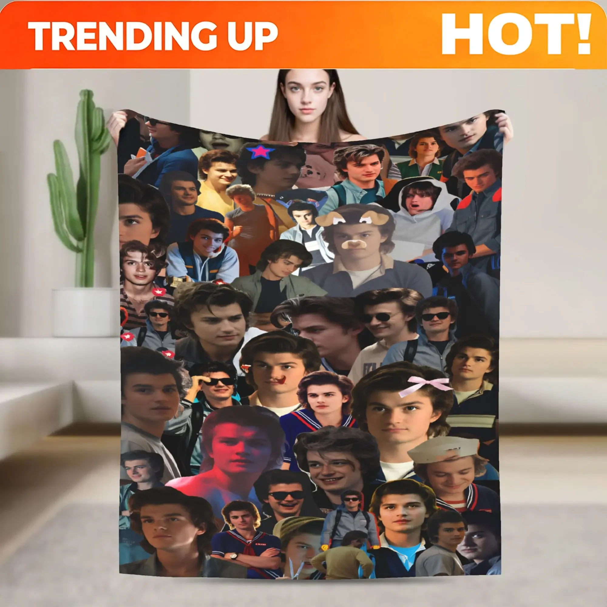 Custom Steve Harrington Soft Blanket Girls Boys Plush Throw Blanket Street Trend Living Room Flannel Bedspread Sofa Bed Cover