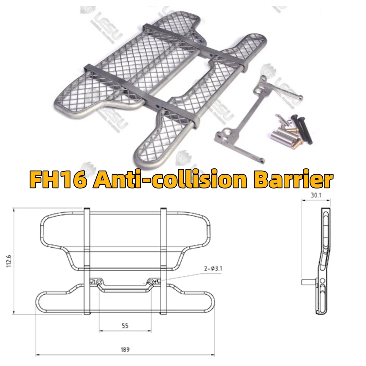 

Upgrade Front Bumper Anti-Collision Bar Metal Bull Bar FH16 For 1/14 Tamiya RC Romote Control Toy Trailer Tractor DIY Car Parts