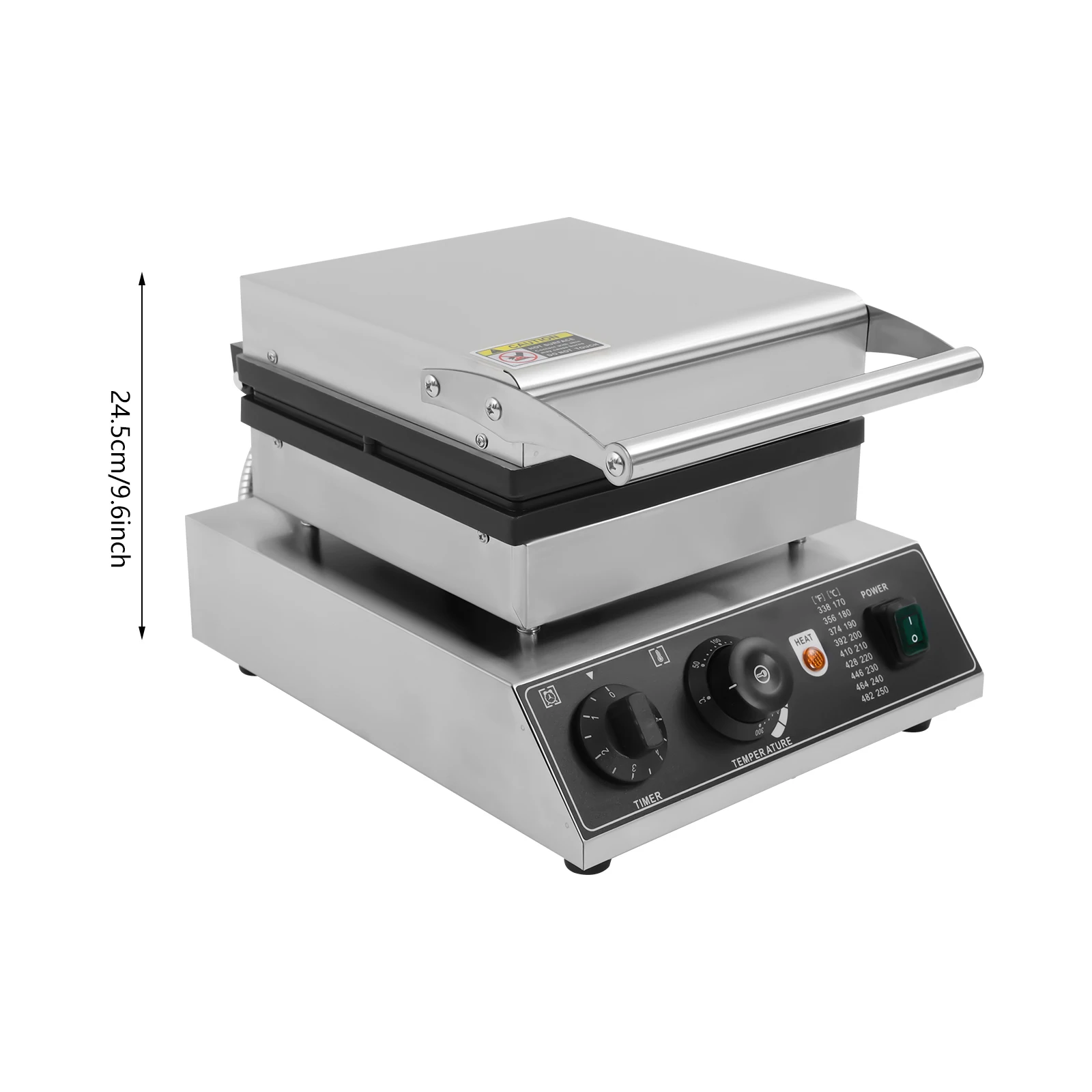 1750W Waffle Iron Belgian Waffles Non-stick Coating Adjustable Temperature 180° Rotatable
