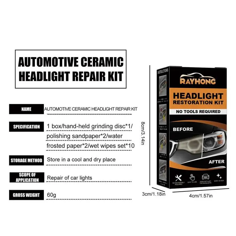 Ceramic Headlight Cleaner Ceramic Car Headlight Cleaner Headlights Polish Restore Kit No Power Tools Required For Car Headlights