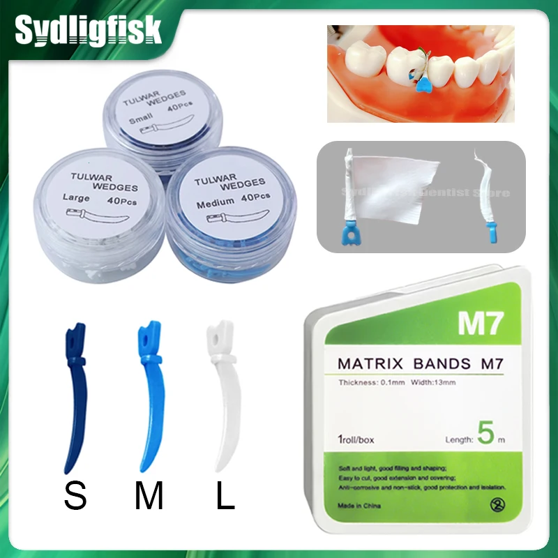 

Dental Matrix Bands PTFE Raw Material Belt With Cutter Contoured Matrices Tulwar Wedges Refill Plastic Wedge Dentistry Materials