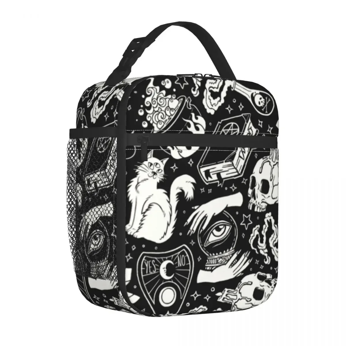 Witchy Pattern Insulated Lunch Tote Bag Witch Occult Supernatural Witchy Vibes Pagan Crystals Resuable Thermal Cooler Lunch Box