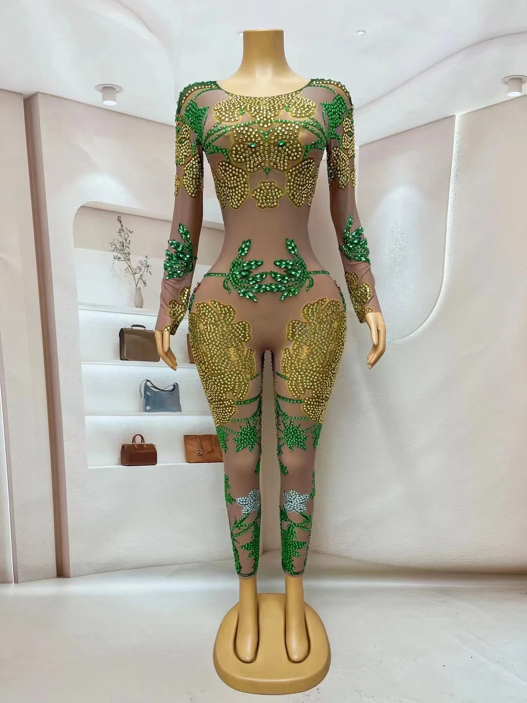 المرأة حجر الراين سباركلي ضيق بذلة شبكة مطاطية يوتار ملابس رقص حفلة عيد ميلاد السروال القصير أداء زي المرحلة ارتداء