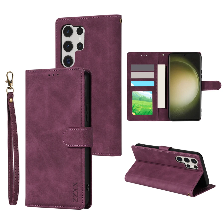 Hautfreundliche Brieftaschenhülle mit Kartenfach, Ständerfunktion und magnetischem Flip-Design aus Leder für Samsung Galaxy S26 Ultra, S25 Plus, S24 FE, A08, A17, A18, A37, A57 – Detail 13