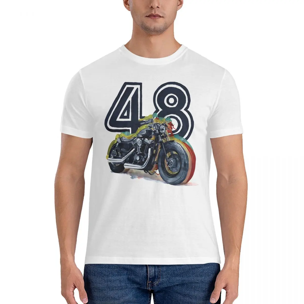 Humorous 48 T-Shirts for Men Round Neck Cotton T Shirts Cruiser Davidsons Short Sleeve Tee Shirt 4XL 5XL 6XL Clothes