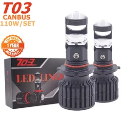 T03 Car Projector 110W  H4 Mini Car Led Light H4 H7 Proyector H4 H7 H8 9005 9006 Lens 360 Degree Canbu H11 Led Headlight