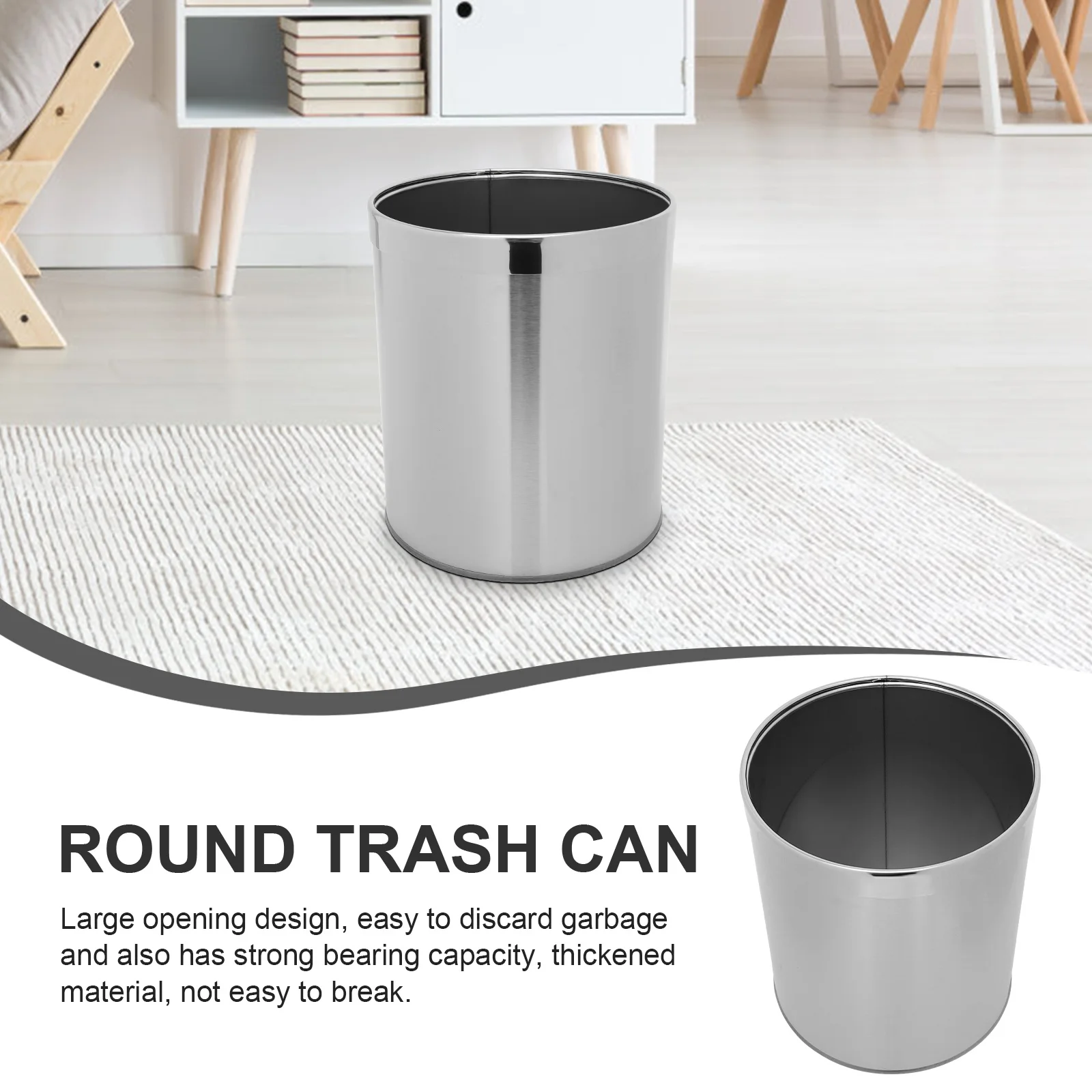 

Stylish Stainless Steel Kitchen Trash Can Space Saving Design Suitable for Multiple Places Easy Discard Garbage