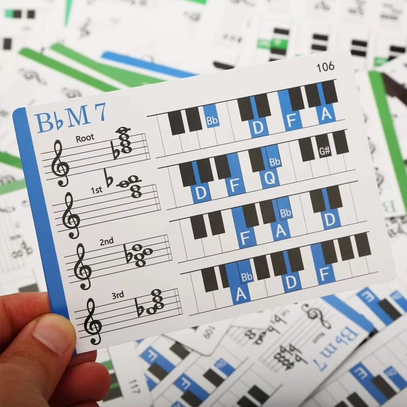 

120 sheets Music Flash Cards Colored Copper Plate Paper Piano Color Coded Flash Cards Piano Chords Flashcards for Beginner