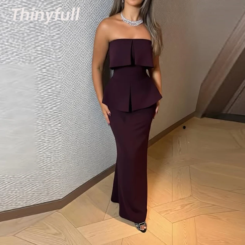 

﻿ Thinyfull Satin Mermaid Prom Dress Strapless Sleeveless Evening Party Gown Floor-length Special Occasion Dresses Customized