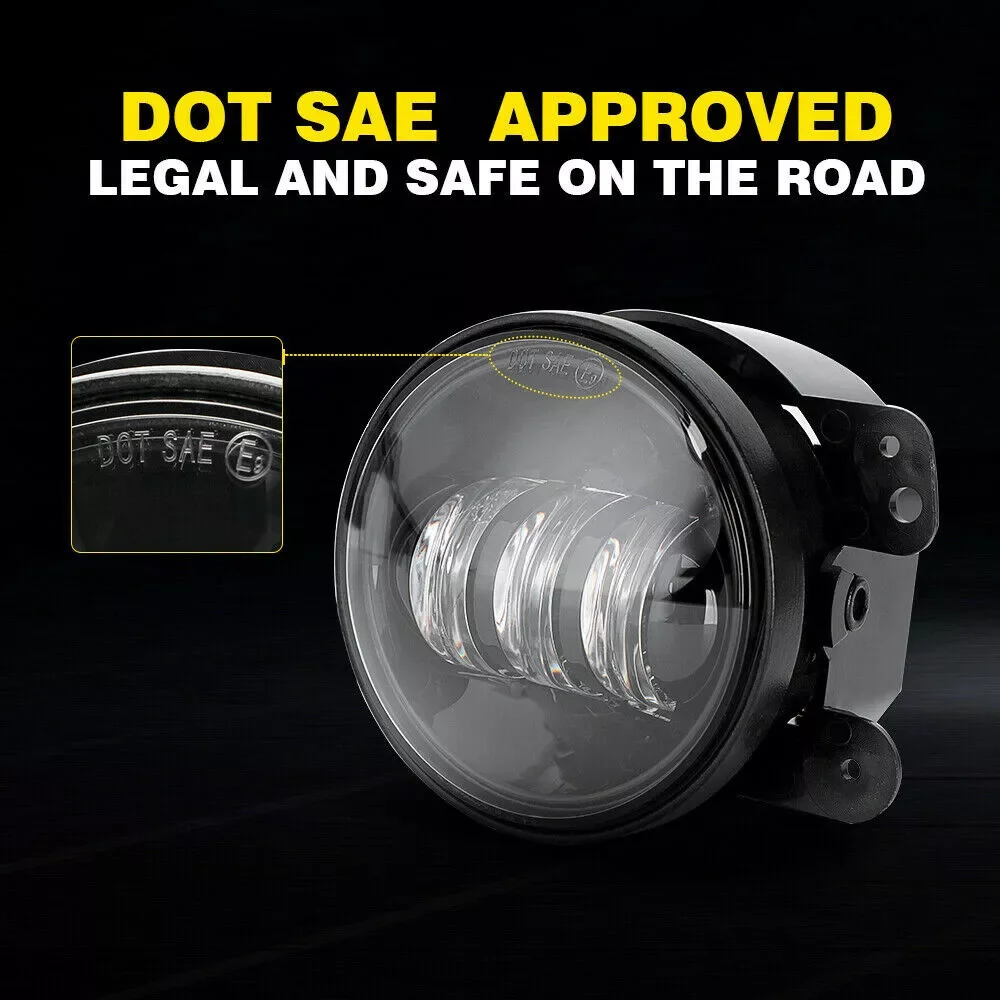 60 واط 4 بوصة LED أضواء الضباب مع شعاع عالية/منخفضة 6000 كيلو مصباح أبيض نقي ل جيب رانجلر JK TJ LJ دودج كرايسلر #4