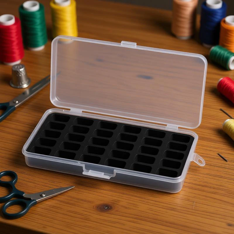 

30 Grid Bobbin Storage Boxes Empty Plastic Thickened Sponge Clear Bobbin Storage Box For Household Craft Sewing Accessories Tool