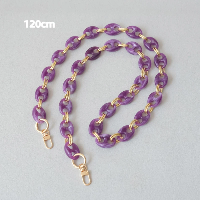 Neue Modische Damen-Taschenaccessoires: Leoparden-Muster, Bonbon-Rot, Blau, Acrylharz, Metallkette, Schulterriemen, Lange Kette für Umhängetaschen – Detail 19