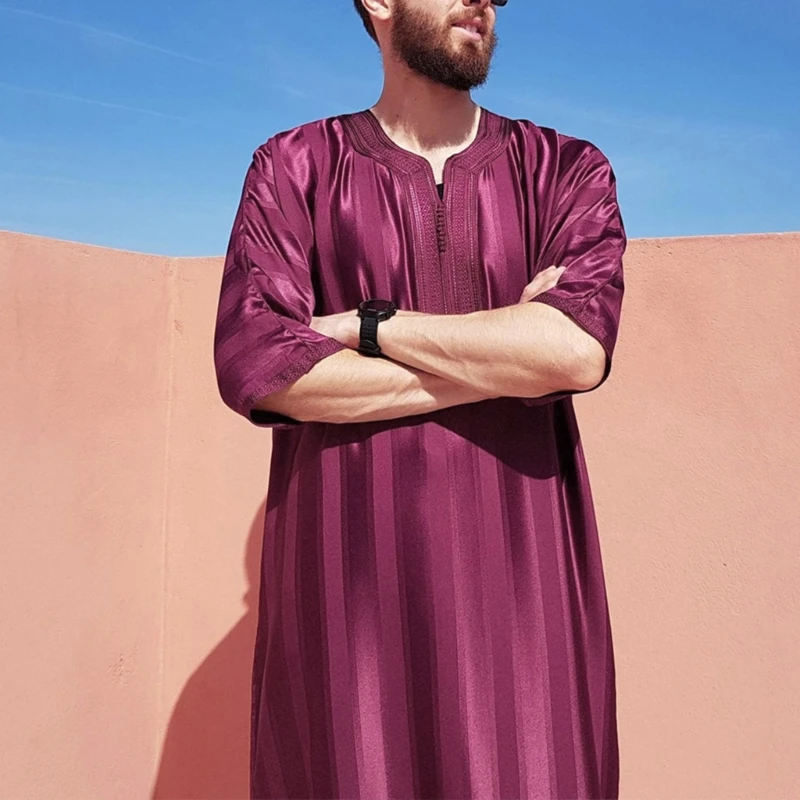 634C Robe Árabe Masculino Robe Islâmico Muçulmano Roupas Étnicas Robe com Manga Longa para Homens