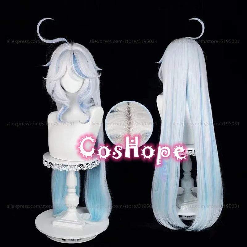 Focalors Cosplay Wig Furina Wig Short Silver White Blue Wig Cosplay Anime Cosplay Wigs Heat Resistant Synthetic Wigs