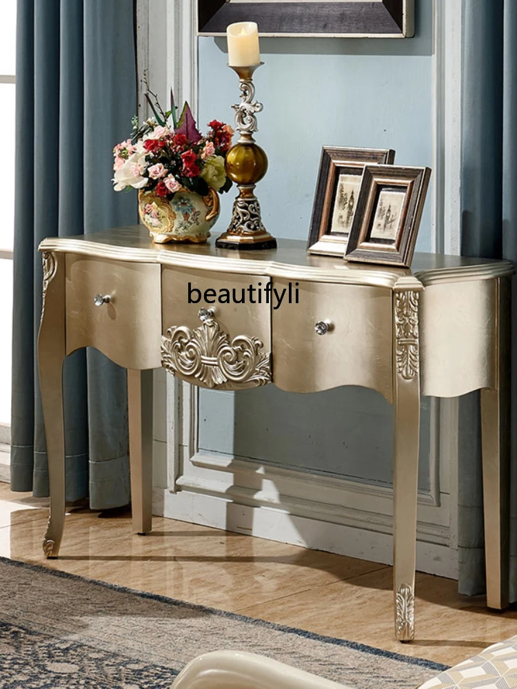 LBX European-Style Entrance Cabinet Aisle Lobby Console Curio Cabinet Hallway Neoclassical Home Entry Entrance Cabinet