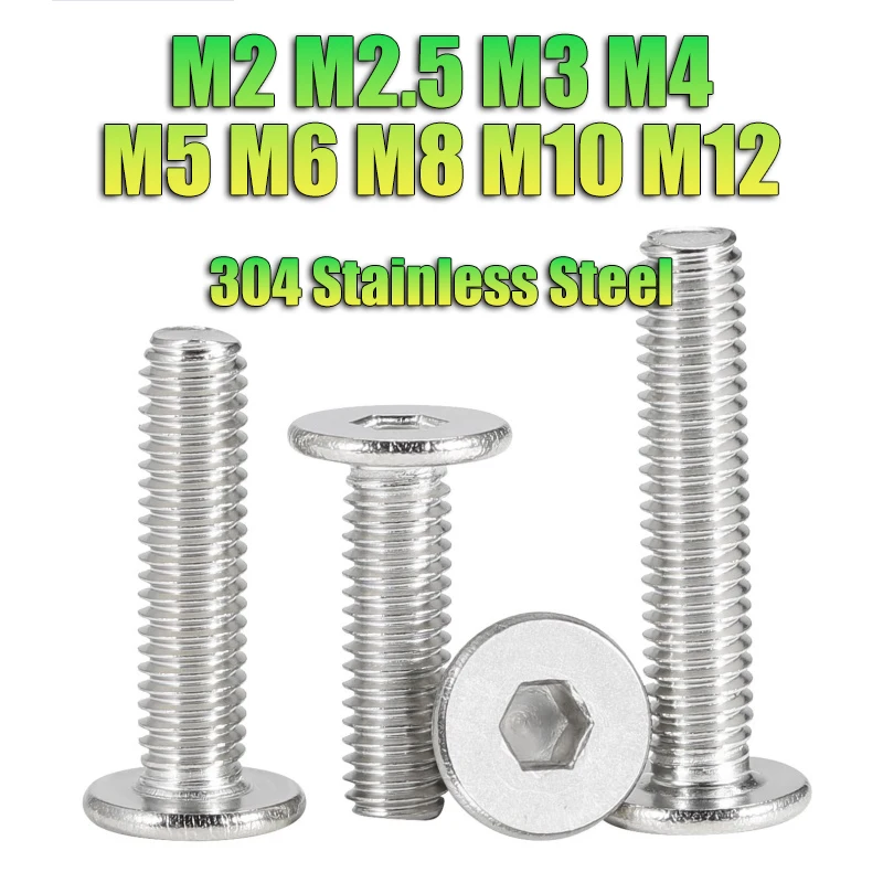 CM Hex Hexagon Socket Ultra Thin Super Low Flat Wafer Head Screw M2 M2.5 M3 M4 M5 M6 M8 M10 M12 304 Stainless Steel Digital Bolt