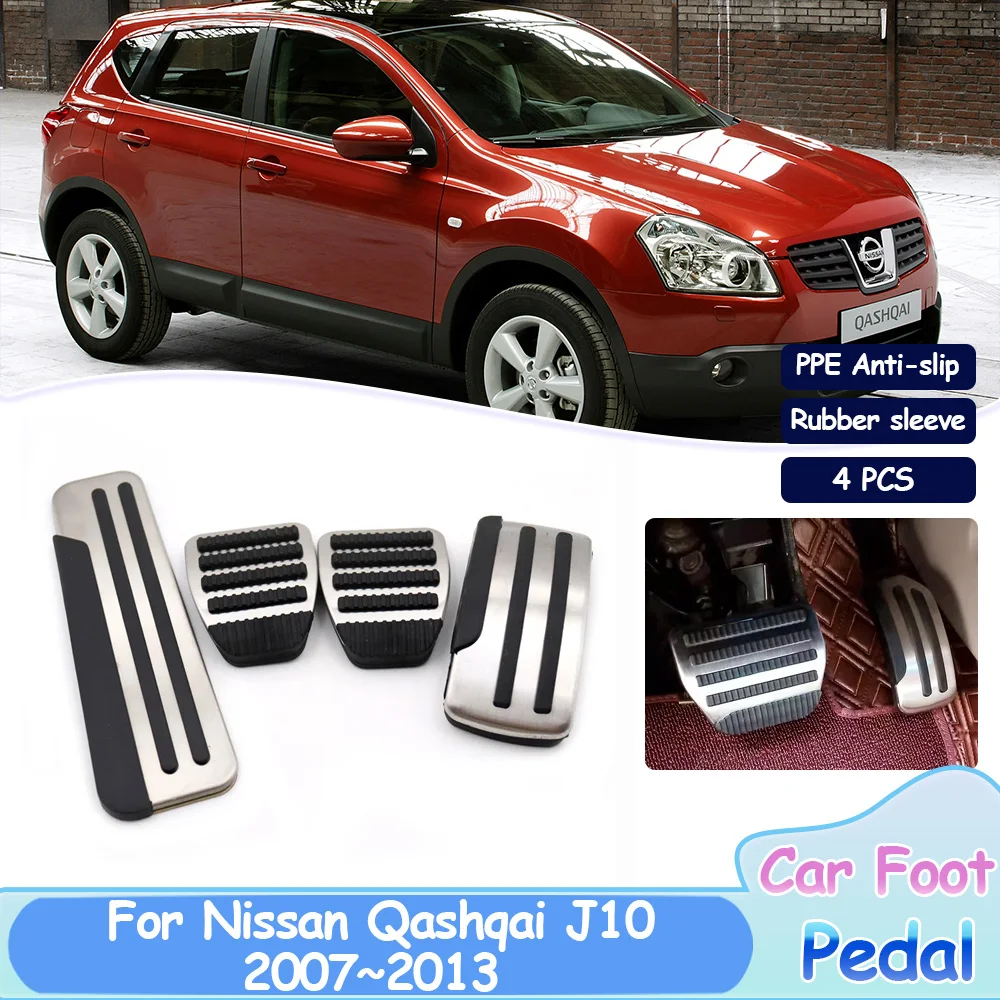 

Автомобильные ножные педали для Nissan Qashqai Dualis J10 2007 ~ 2013, 2008 2009 2010 2011 2012 подставка из нержавеющей стали для акселератора, поднос из сплава, аксессуары для интерьера