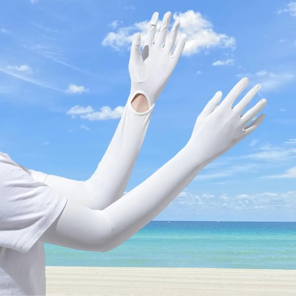 

Women's UV Arm Sleeves Sun Protection Long Gloves Full Finger Gloves Cooling Arm Cover Summer Ice Silk Elastic Driving Gloves