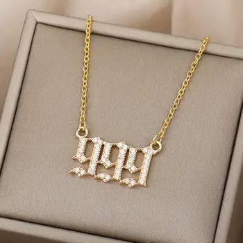 鋯石天使數字項鍊,金色不銹鋼材質,吊墜包含111、222、333三個數字,可作鎖骨鏈佩戴,波西米亞風飾品,是饋贈佳品。 8 最佳銷售 天使數字項鍊 - №8