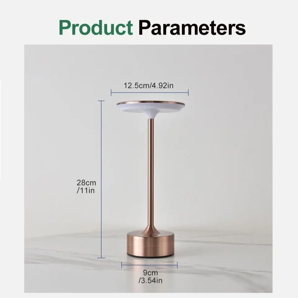 Lampada da scrivania a LED in ferro Luce notturna a LED Ricaricabile con ricarica USB Lampada decorativa Touch Atmosfera portatile Decorativa semplice