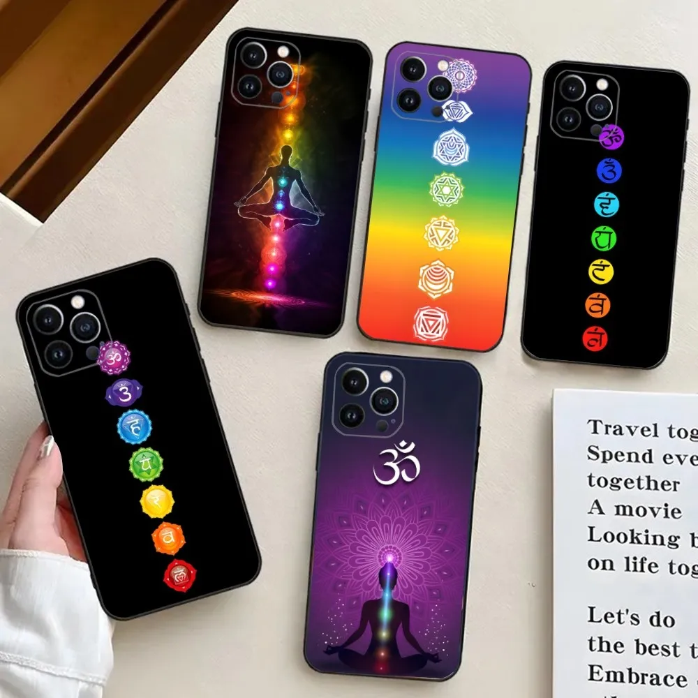 

The Mandala Chakra Insist Yoga Phone Case For iPhone 15,14,13,12,11,Plus,Pro Max,XS,X,XR,SE,Mini,8,7 Soft Silicone Cover