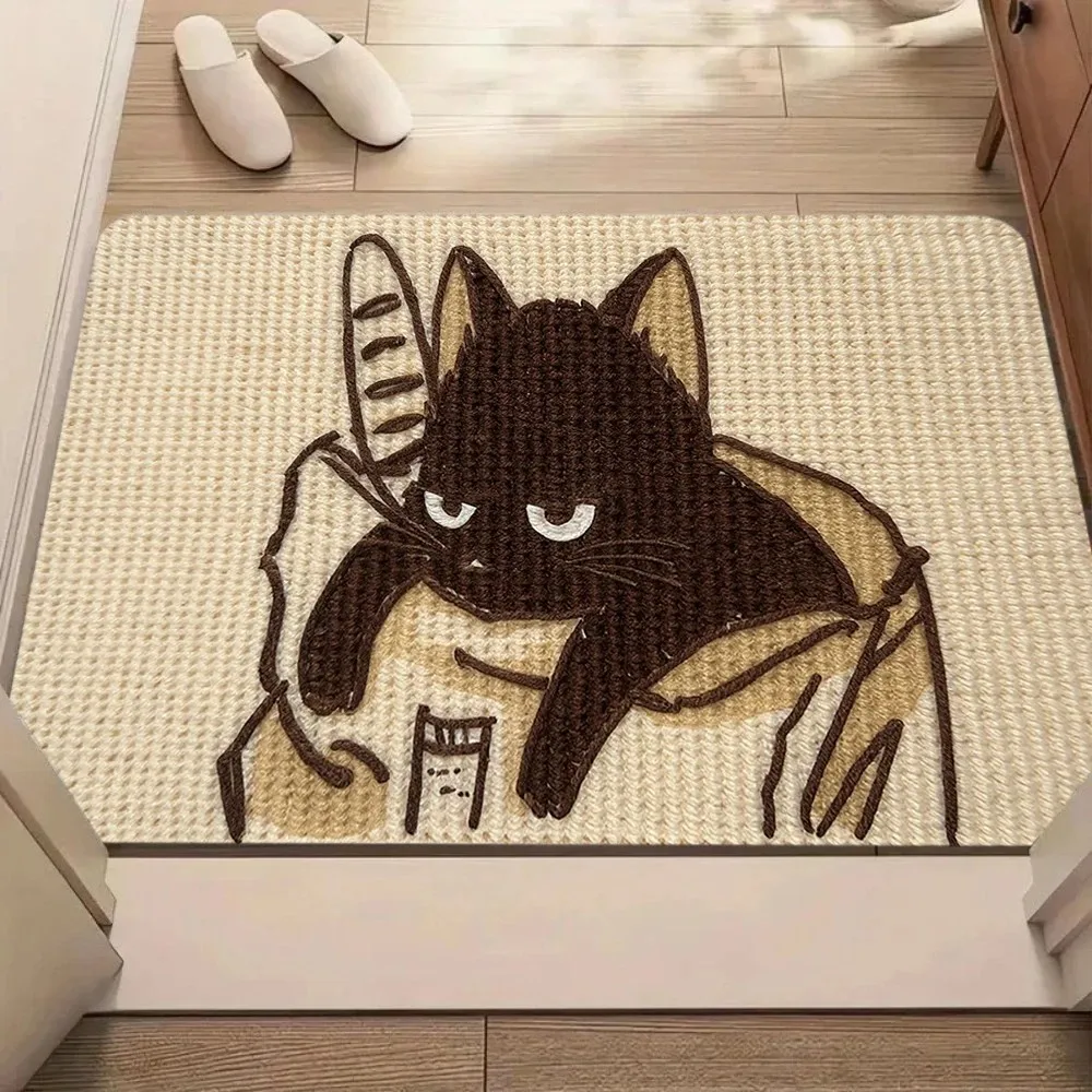 VIKAMA Soft Cartoon Cat Mat Non-slip Washable Rug for Living Room Home Decor