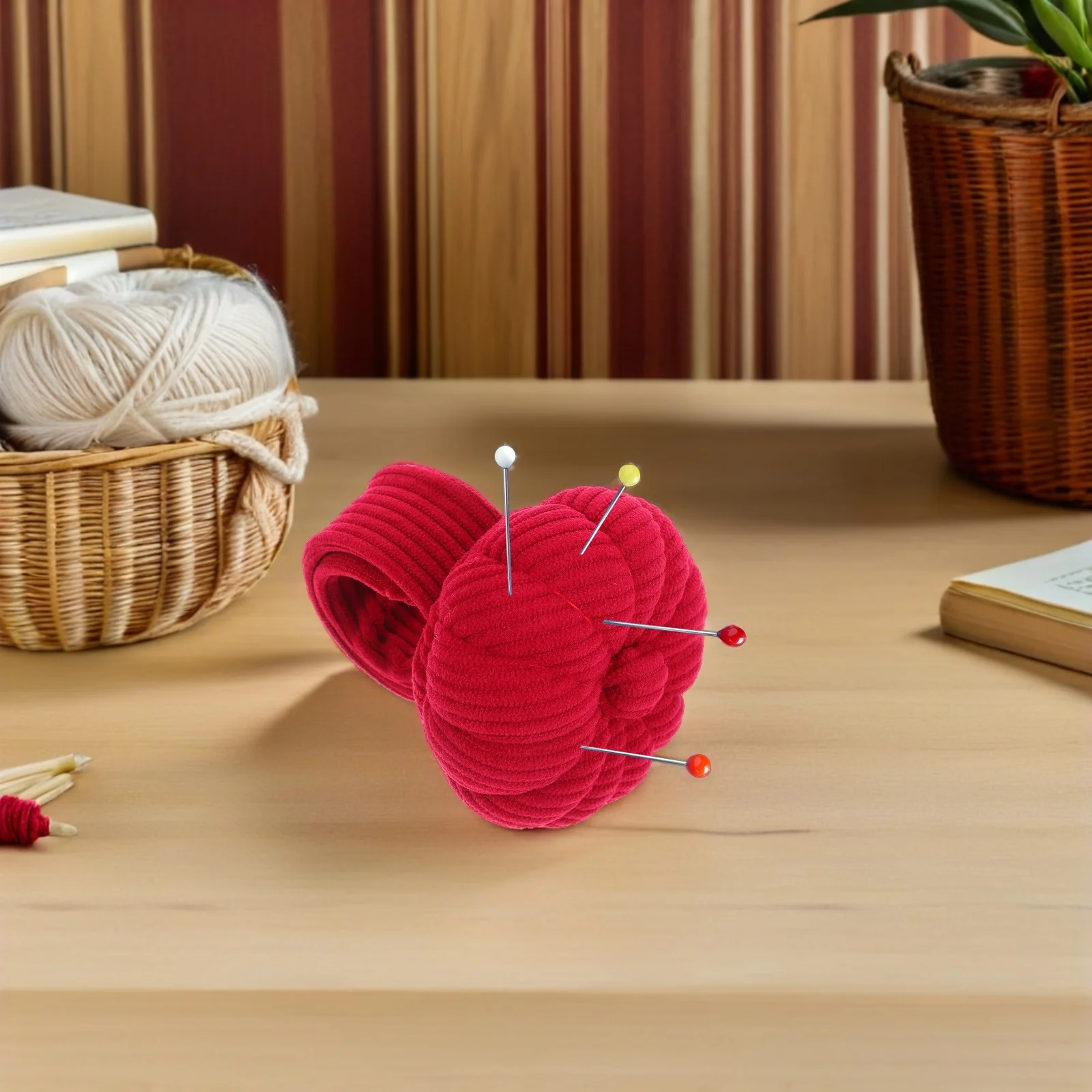 Creative Sewing Tools Pumpkin Wrist Pin Cushion Elastic Strap For Quilting Embroidery Hand Sewing Supplies Needlecrafts