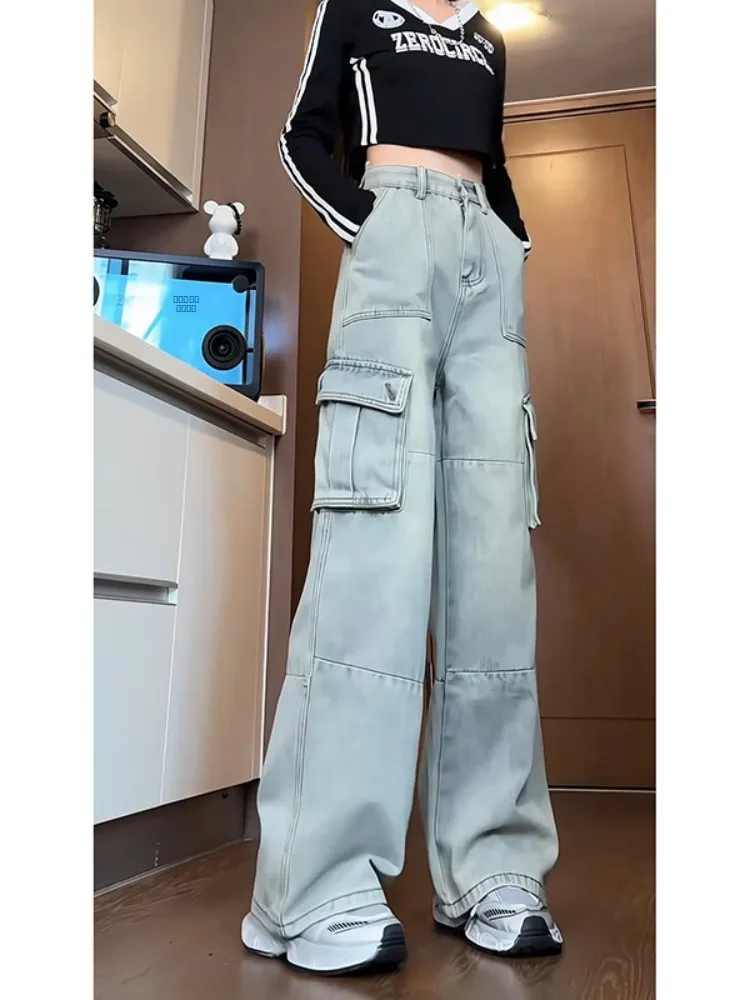 

American Retro Workwear Jeans Men's High Waist Straight Leg Wide Leg Long Pants Autumn New Style Durable Wear Resistant
