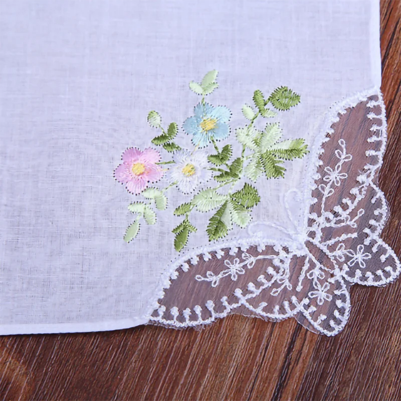 White Cotton Lace Napkins, Hemstitched Cocktail Napkin for Party, Wedding Table Cloth, Linen Fabric Dinner Napkin, 12 PCs