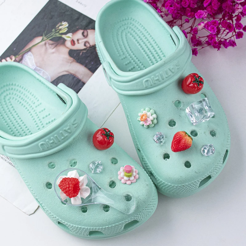 New Jibbitz Kawaii Fruit Resin Shoes Charms Diy Detachable Cute Food Toy Shoe Flower Shoe Buckle Upper Decoration Xmas Gifts