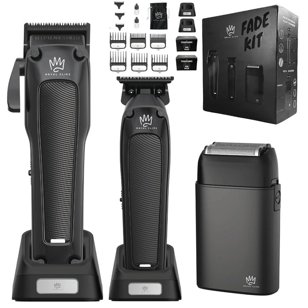 Professional Royal Clips Fade Kit 2.0 Cordless Hair Clipper&Hair Trimmer&Foil Shaver Haircut Kit For Barbers and Stylists