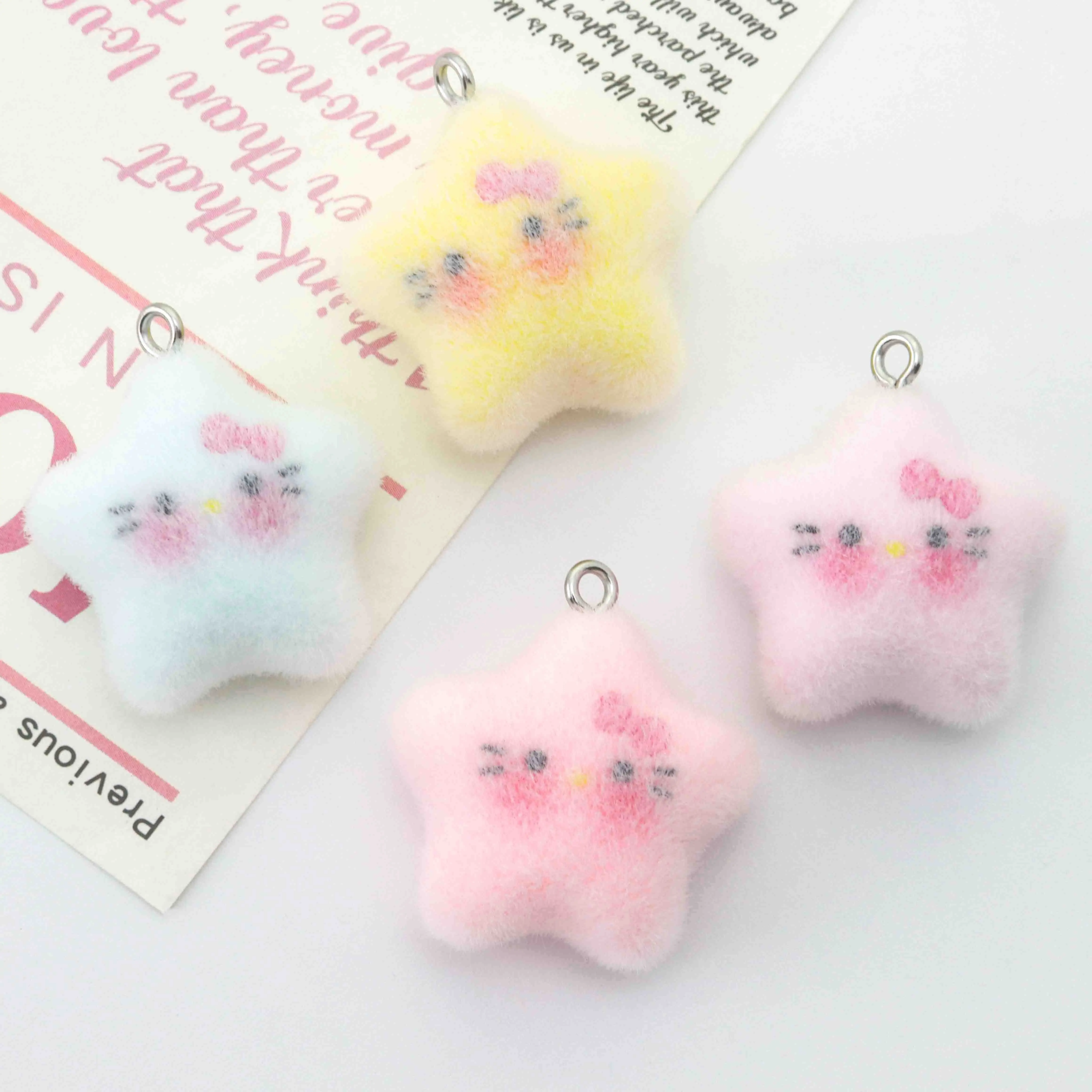 Pendentif étoile en résine floquée, 10 pièces, porte-clés pour la fabrication de bijoux, sac de téléphone portable, collier, Bracelet, accessoires pendentif