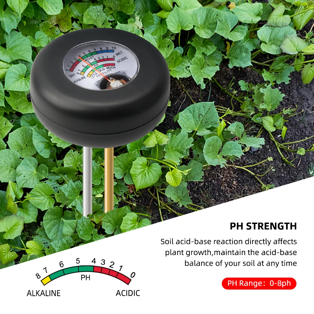 Testeur d'humidité et d'acidité du sol, compteur de PH, détecteur de métaux, outil de test extérieur, jardin de fleurs, plantation de pelouses, 3 en 1