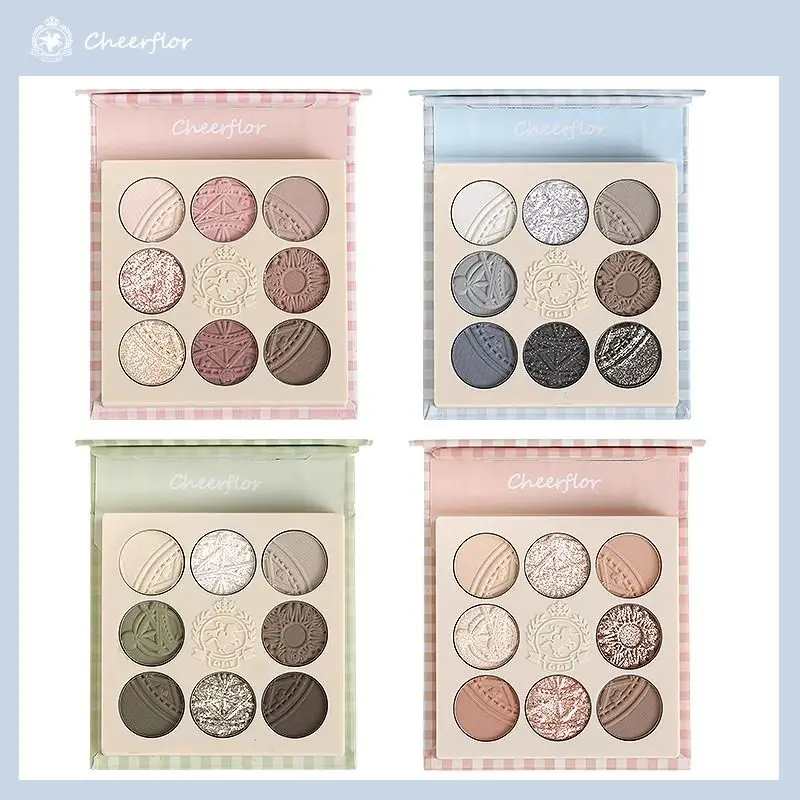 Ombretto Cheerflor Angel in rilievo a 8 colori con disco perlato opaco illuminante Earth Morandi