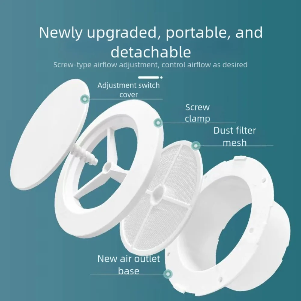 1PCS Adjustable Round Air Diffuser With Insect Screen ABS Wall Ceiling Vent Ducting Exhaust Grille Cover For Fresh Air Systems