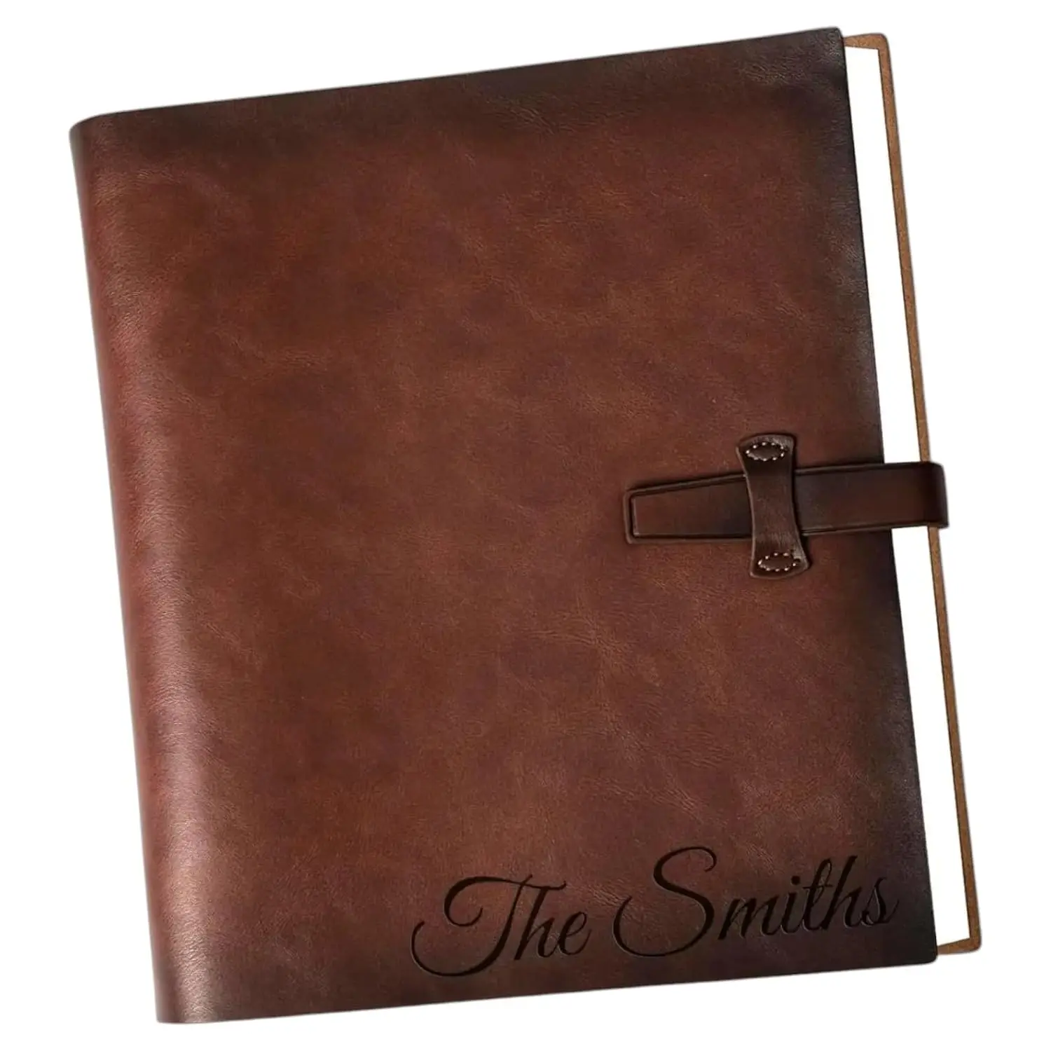 Personalized Genuine Leather Photo Album – Large Capacity, Refillable Memory Book for Weddings, Anniversaries, Travel
