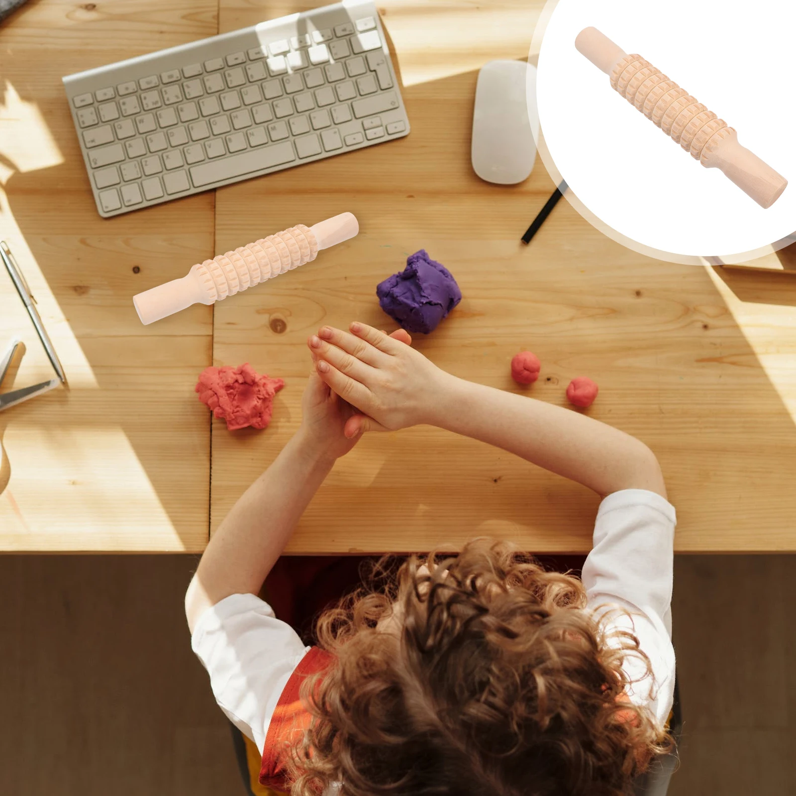 

Wooden Rollers Clay Dough Tools Plasticine Rolling Pin Arts Crafts Kids Toys Shape Color Recognition Creative Expression