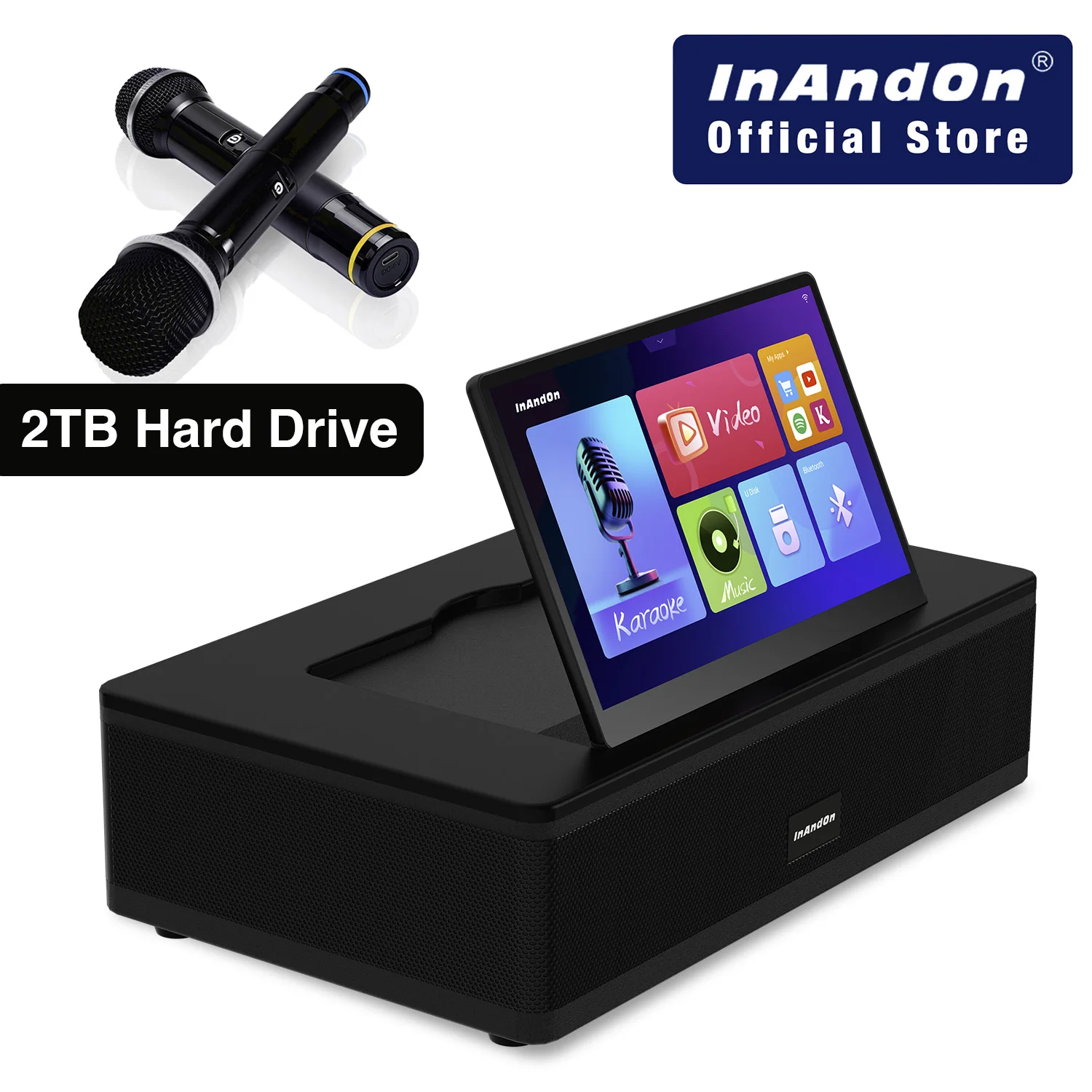 

InAndOn M6 All in One Karaoke System 2TB 12.2" Screen Microphones YouTube WIFI Bluetooth