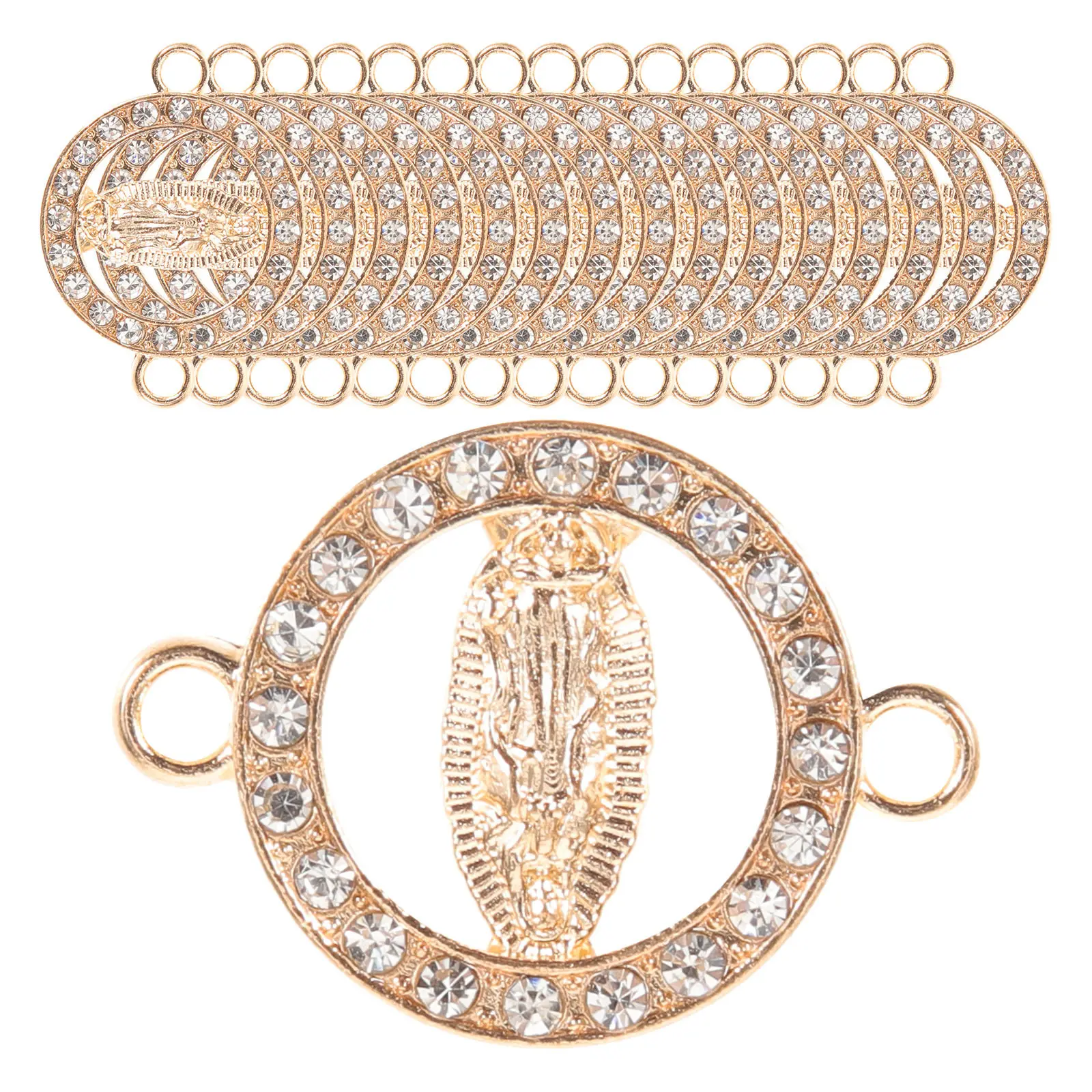 

20Pcs Religious Virgin Mary Pendant Alloy Charms Jewelry DIY Connection Necklace Bracelet Making Accessories Rhinestone Decor