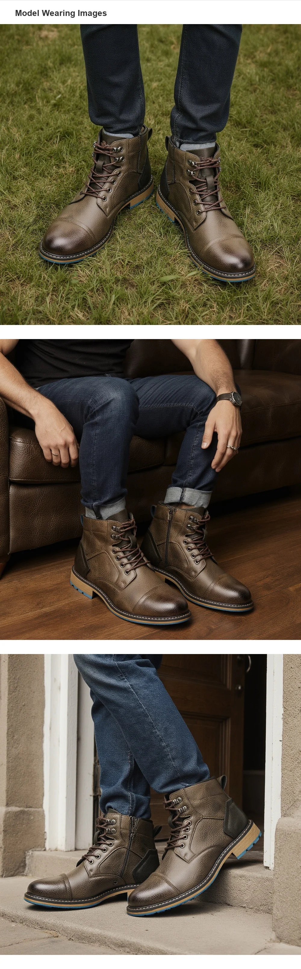 Lederstiefel 2026 Retro Marke Komfortable Modische Freizeitstiefel aus Leder # KD615 – Detail 5
