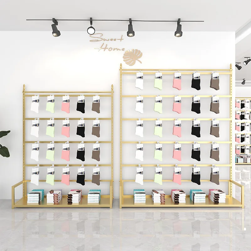 

&Adjustable Hanging Metal Modern Detachable Socks Shelf Display Rack Floor Standing Clothing Store Jewelry Shopping Mall Boxed