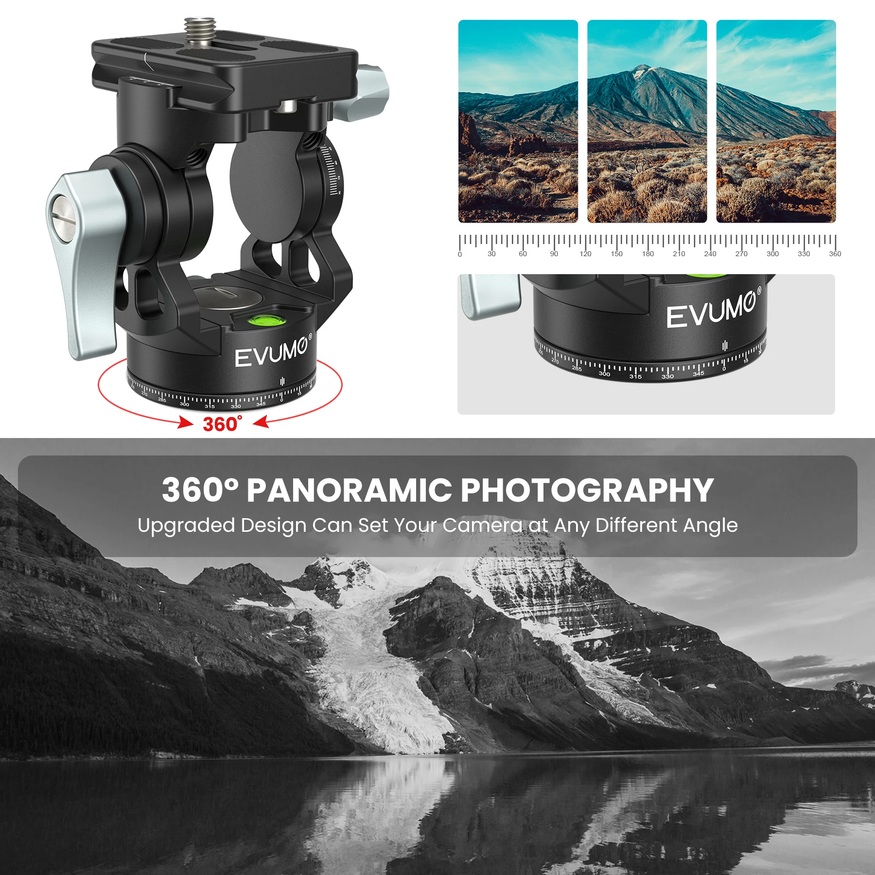 EVUMO H3 Mini yeni Hollow Video hidrolik kafa 360 ° çift panoramik çekim kolu ayarlanabilir hafif taşınabilir Video kafası