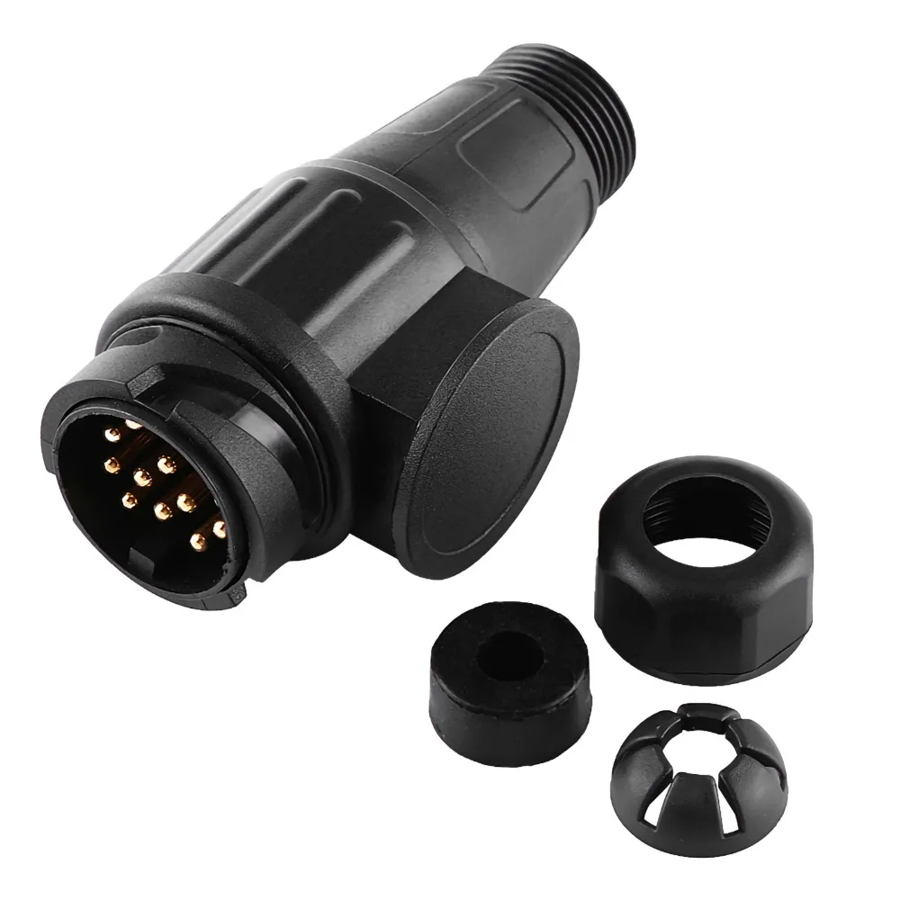 

ABS+Brass Electric Trailer Plug Black 12V Trailer Plug Adapter Waterproof Universal Wiring Connector Adapter Vehicle Towing